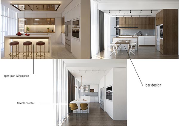 Kitchen interior design, trends 2022